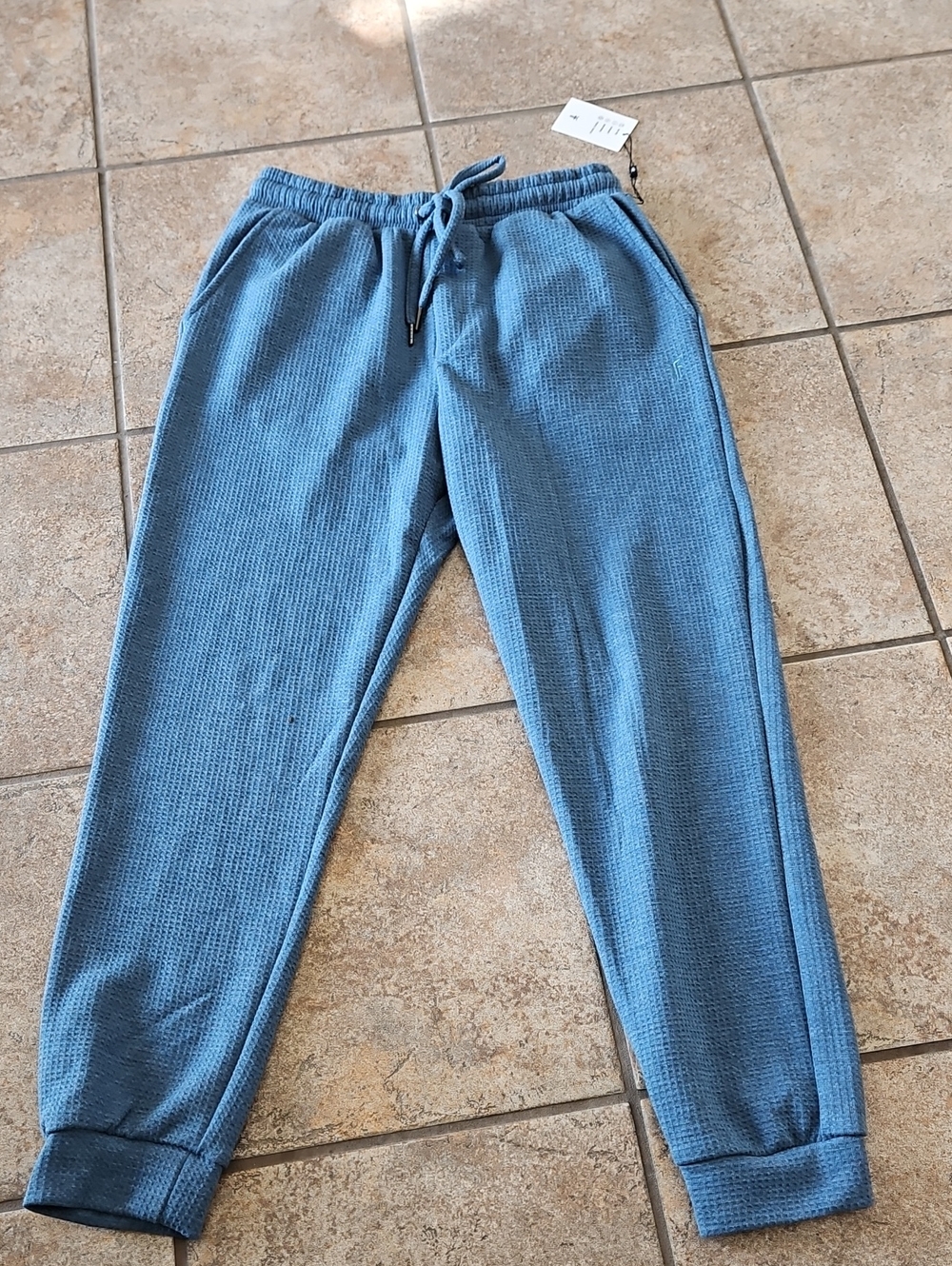 Frye Blue Waffle-Knit Jogger Sweatpants